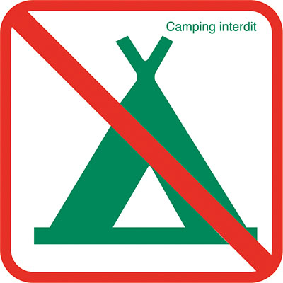 Pictogramme - Camping interdit