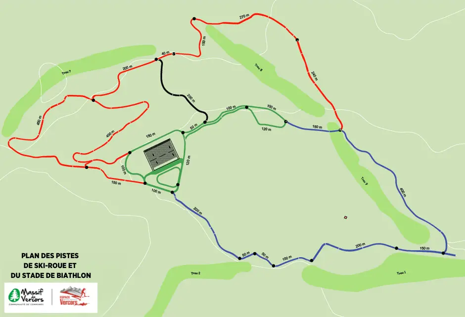 Plan des pistes - Espace Biathlon Ski-Roue du Vercors
